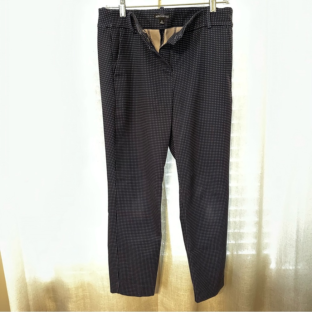 J. Crew Cropped Ruby Pant Navy Dot Print